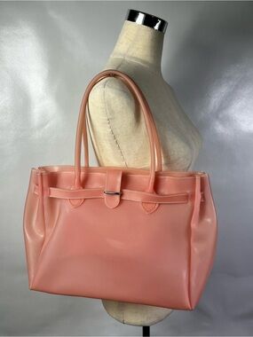 Nordstrom Made in Italy Pink Jelly Tote Bag Large Blush Shoulder Bag